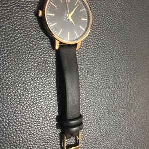 Black leather watch